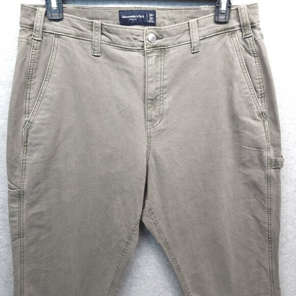 Abercrombie & Fitch Heavy Canvas Carpenter Pants Mens 34x34 Cotton Workwear - Picture 2 of 15